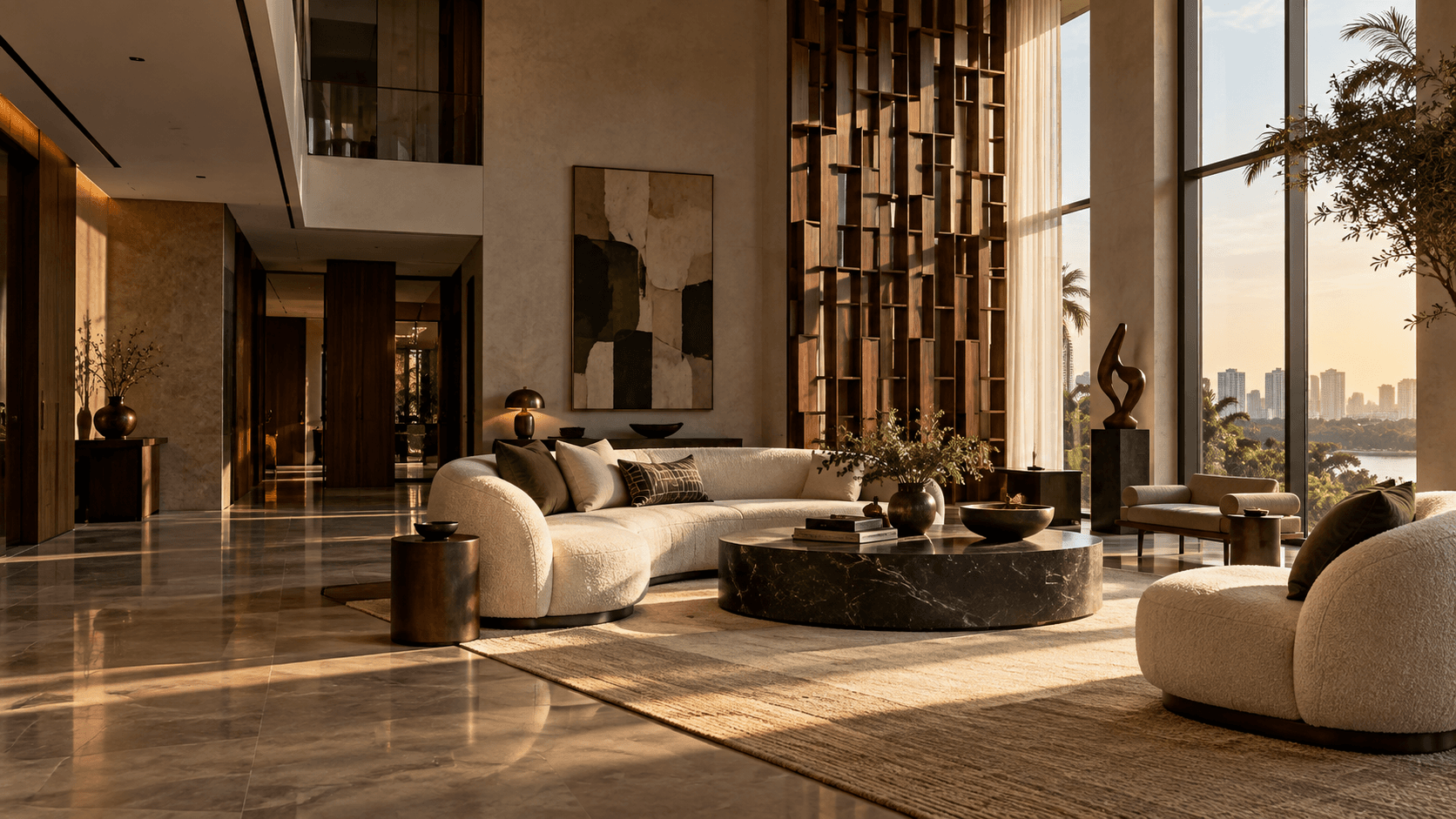 Contemporary luxury residence in Lagos with Nigerian art, warm timber, and tropical light