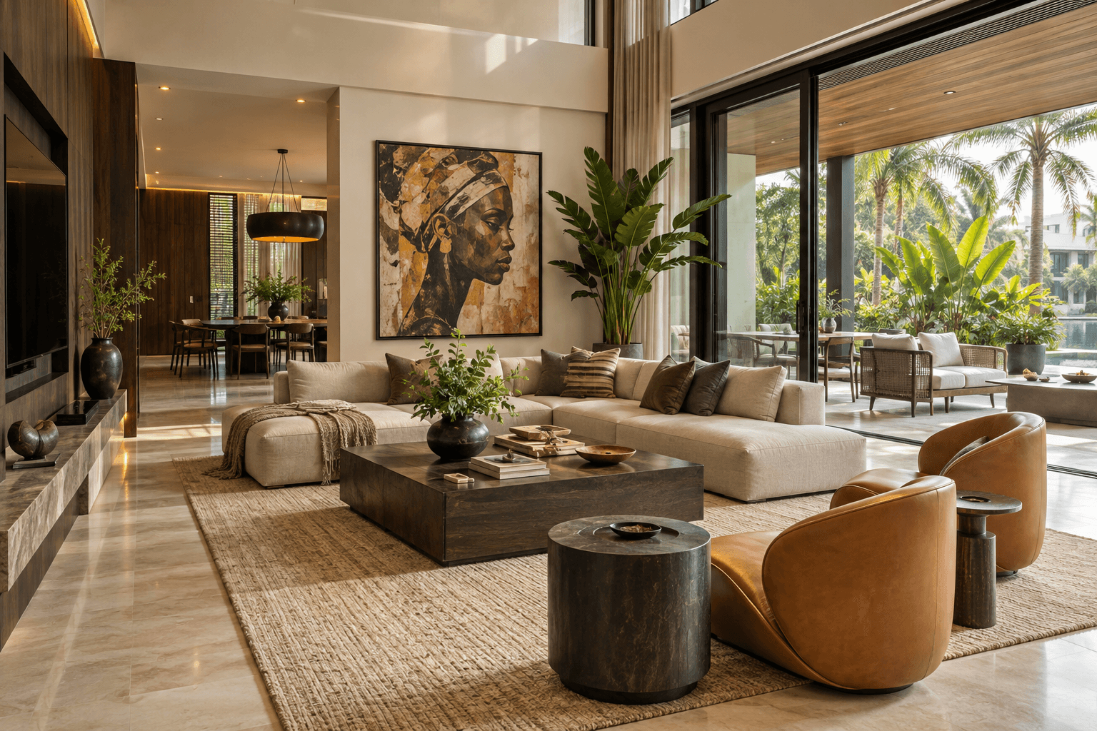 Premium contemporary Lagos residence with tropical light and Nigerian art